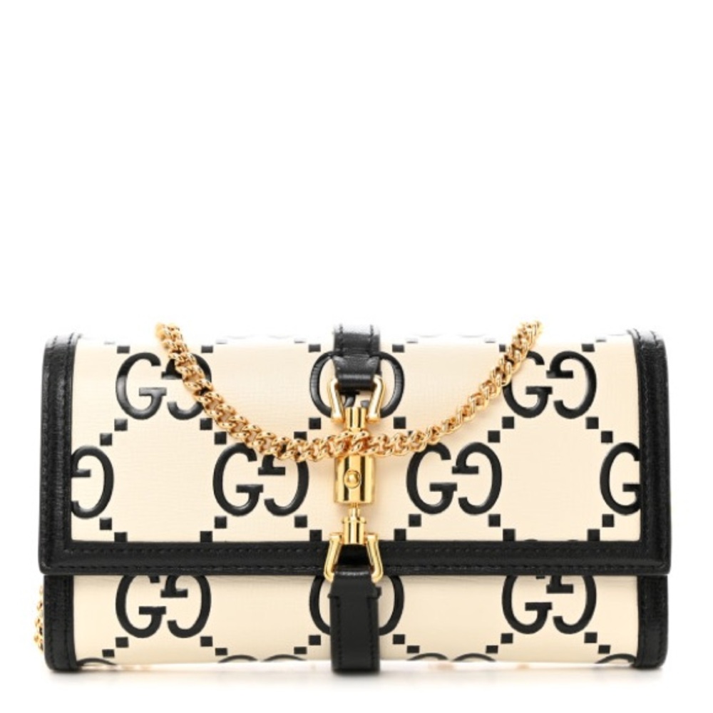 Gucci Azalea Calfskin GG Monogram Jackie 1961 Chain Wallet